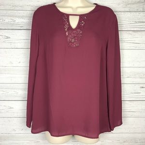 Collective Concepts Long Sleeve Burgundy Blouse